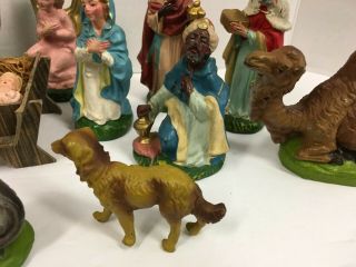 16 Vintage Christmas Nativity Creche Paper Mache Figures Made in Italy 6