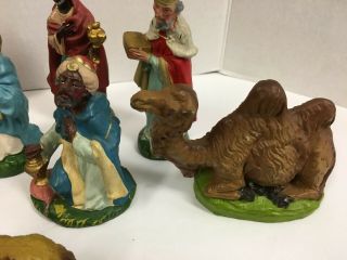 16 Vintage Christmas Nativity Creche Paper Mache Figures Made in Italy 7