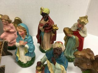 16 Vintage Christmas Nativity Creche Paper Mache Figures Made in Italy 8