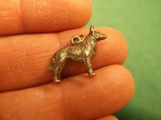 7 Of 17,  Neat Little Vtg Sterling Silver Charm Or Pendant,  German Shepherd Dog