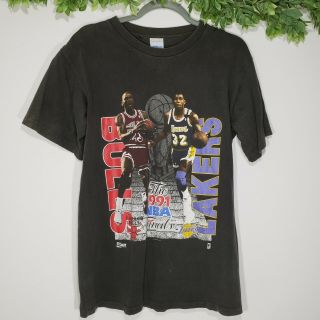 Vintage 1991 Nba Finals Michael Jordan Bulls Magic Johnson Lakers Shirt Size L