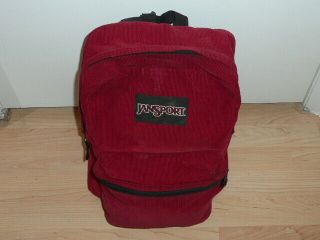 Vintage Jansport Corduroy Backpack Red Bookbag