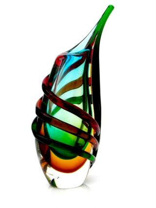 Very Rare Huge 34cm Murano Sommerso Italian Art Glass Vase Luigi Onesto Formia