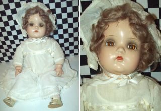 20 " Antique Madame Alexander Composition Baby Doll Brown Sleep Eyes Orig Clothes