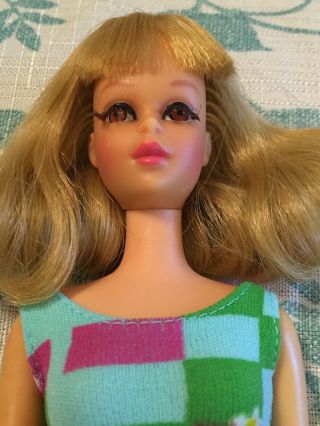 Vintage Barbie 1966 Blonde 1st Issue Francie W/ Turq Suit & Htf Eyelash Brush 