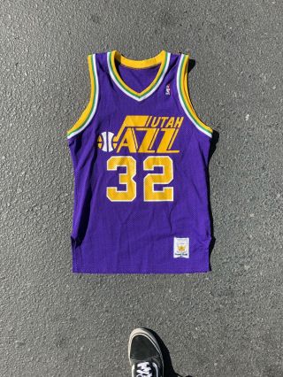 Vintage Karl Malone Utah Jazz Sand Knit Authentic Jersey 40