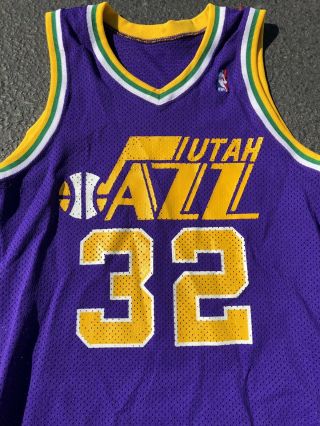 Vintage Karl Malone Utah Jazz Sand Knit Authentic Jersey 40 3