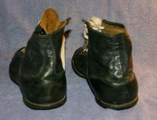 VINTAGE 1930 ' S - 40 ' S RIDDELL BLACK LEATHER HIGH TOP FOOTBALL SHOES SIZE 12D 4