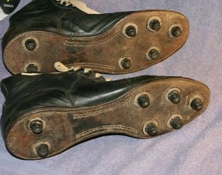 VINTAGE 1930 ' S - 40 ' S RIDDELL BLACK LEATHER HIGH TOP FOOTBALL SHOES SIZE 12D 6