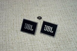 2 VINTAGE JBL METAL LOGO EMBLEM SPEAKER GRILL BADGE W/PINS L100 2