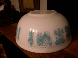 Vintage Pyrex Amish Butterprint 404 Rare 4 qt.  Mixing bowl Turquoise blue 5