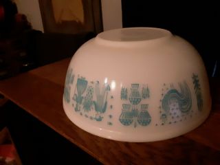 Vintage Pyrex Amish Butterprint 404 Rare 4 qt.  Mixing bowl Turquoise blue 6