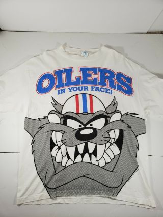 Vintage Taz Houston Oilers 1993 All Over Print Shirt Xl Rare