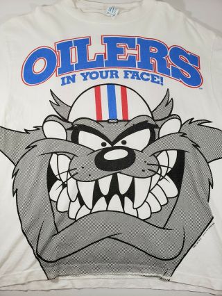 Vintage Taz Houston Oilers 1993 All Over Print Shirt XL Rare 2