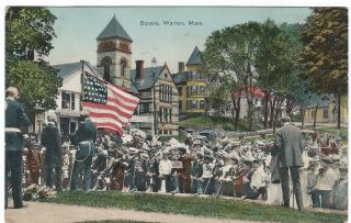 Patriotic Celebration,  Square,  Warren,  Massachusetts Vintage Postcard
