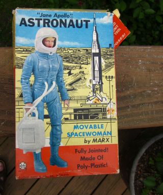 Rare 1968 Marx Nasa Jane Apollo Astronaut Figure Box,  Nib Accessories Noreserve
