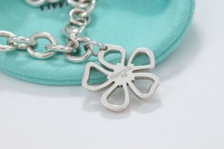Rare Tiffany & Co Sterling Silver Nature Open Flower Charm 7.  5 " Bracelet