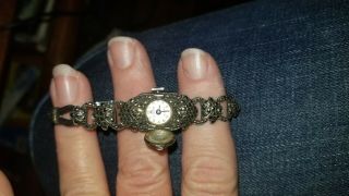 Antique Peek A Boo Bucherer Ladies Wristwatch Marcasite