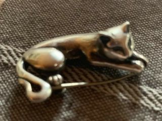 Vintage 925 Sterling Silver Cat Pin/brooch