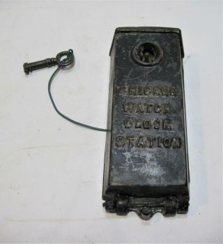 Vintage Chicago Detex Locked Watch Clock Station Box With Both Keys