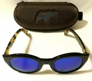 Rare Maui Jim Jasmine Sunglasses | Black/tokyo W/ Blue Hawaii Polarized Mj 738