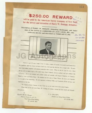 Wanted Posters - 2 Vintage Wanted Posters - Chicago,  St.  Louis - 1910 2