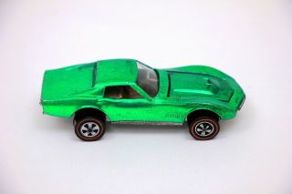 Vintage Hot Wheels Redline Custom Corvette US Green w/ Button 4