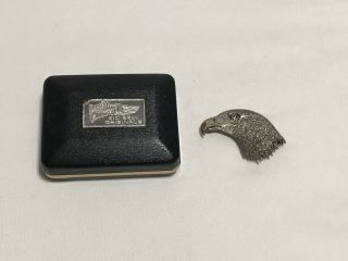 Vintage Sid Bell Originals Solid Sterling Silver Hand Engraved Eagle Head Brooch
