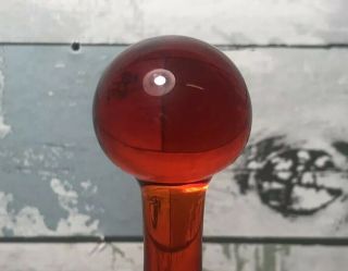 Vintage Mid Century Modern Blenko Blown Art Glass Decanter Tangerine Amberina 3