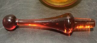 Vintage Mid Century Modern Blenko Blown Art Glass Decanter Tangerine Amberina 6