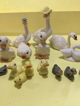 6 Vintage Hagen - Renaker? Miniature Figure - Mother Goose,  Swan,  Ducks,  Chicken