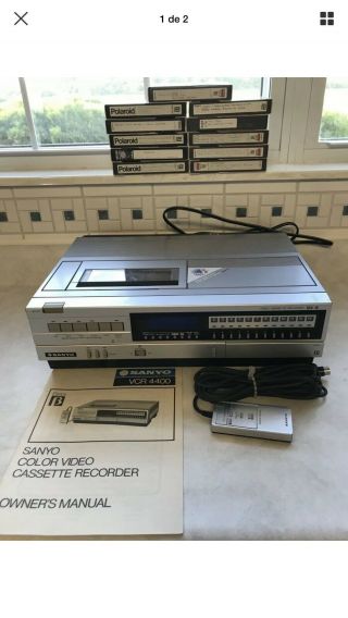Vintage Sanyo Model Vcr 4400 Betamax Video Cassette Recorder Player With Remote