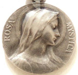Rosa Mystica & Our Lady With The Lion - Antique Art Nouveau Medal Signed Dropsy