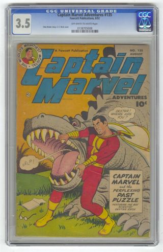 Captain Marvel Adventures 135 Cgc 3.  5 Vintage Whiz Shazam Fawcett Comic Gold