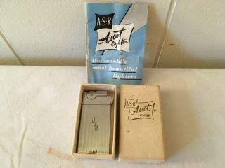 Vintage Asr Engraved Ascot Lighter With Box And Paperwork