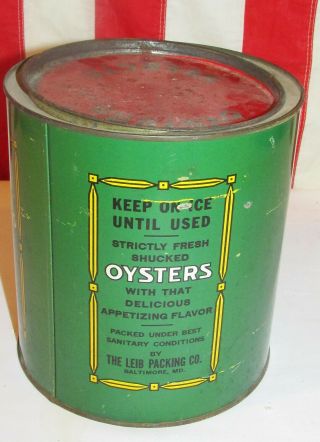 VINTAGE SUN BRAND GALLON OYSTER TIN CAN WITH LID BALTIMORE MD 3