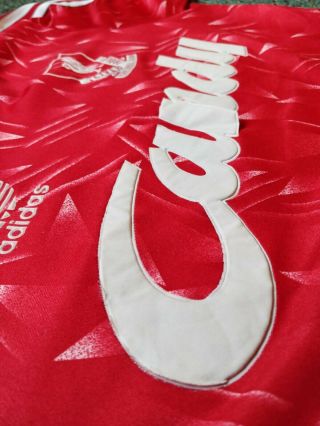Liverpool Home Shirt - Vintage 1989 - 91 S/M Adult Adidas Candy 3