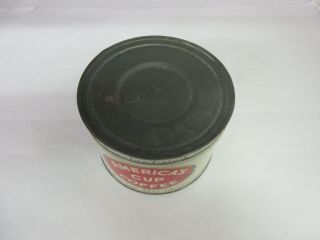 VINTAGE AMERICA ' S CUP COFFEE TIN ADVERTISING COLLECTIBLE 74 - H 2