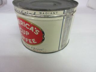 VINTAGE AMERICA ' S CUP COFFEE TIN ADVERTISING COLLECTIBLE 74 - H 4