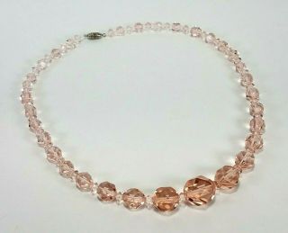 Vintage Pink Faceted Czech Graduated Glass Crystal Necklace Choker 18 "
