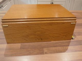 Vintage Oak Lined Collectors box with inner drawer,  lock & key 3