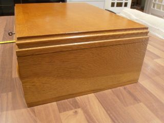 Vintage Oak Lined Collectors box with inner drawer,  lock & key 4