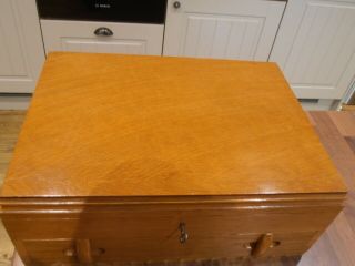 Vintage Oak Lined Collectors box with inner drawer,  lock & key 6