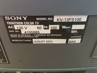 Sony Trinitron KV - 13FS100 CRT 13 