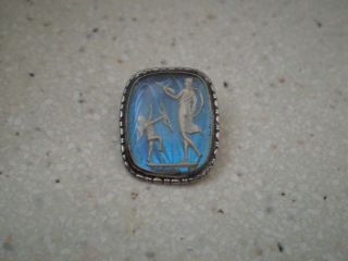 Vintage Thomas Mott Sterling Silver Butterfly Wing Sulphide Cameo Pin