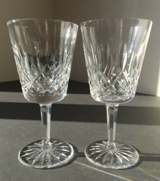 Pair Vintage Waterford Crystal Lismore Water Goblets,  Large Wine Glasses