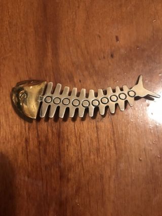 Vintage Modernist Sterling Silver Taxco Mexico Fish Skeleton Brooch Pin