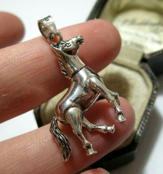 Vintage Style Large Sterling Silver Horse Articulated Moving Necklace Pendant