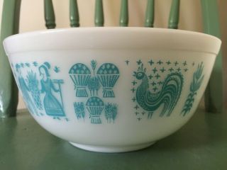 Vintage Pyrex Turquoise Amish Butterprint Nesting Mixing Bowls 401 402 403 2