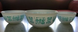 Vintage Pyrex Turquoise Amish Butterprint Nesting Mixing Bowls 401 402 403 4